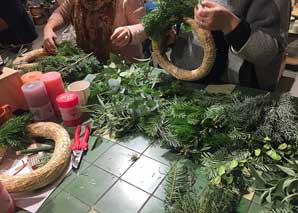 Tying an Advent wreath as a team